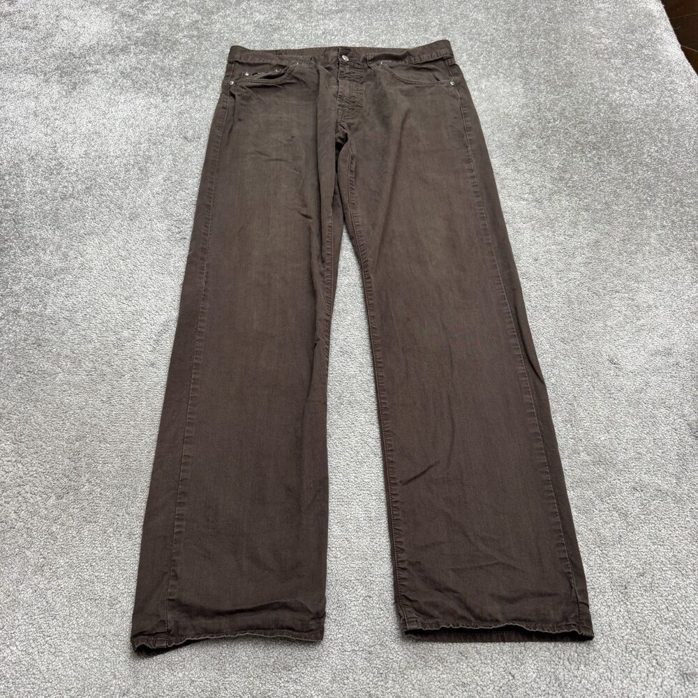 Hugo Boss Straight Leg Button Fly Denim Jeans Mens 36x34 Brown Cotton Casual